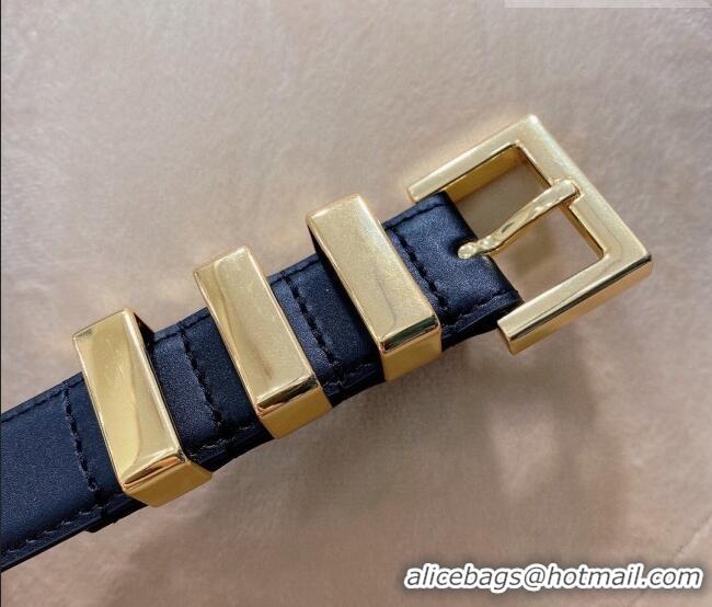 Modern Classic Saint Laurent Calfskin Leather Belt 3cm YSL26010402 Blue/Gold 2025