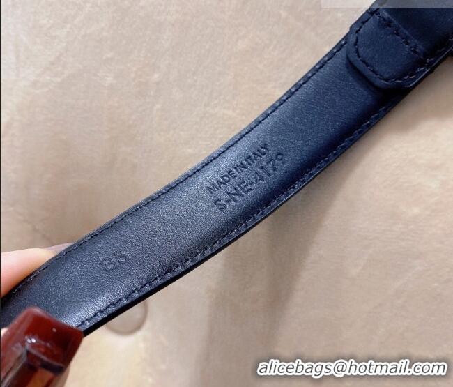 Best Price Saint Laurent Calfskin Leather Belt 3cm YSL26010402 Blue/Silver 2025