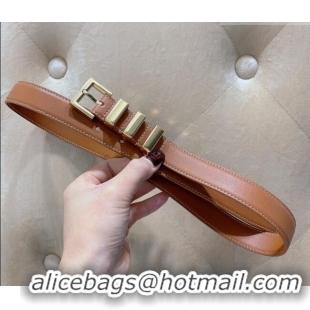 Grade Quality Saint Laurent Calfskin Leather Belt 3cm YSL26010402 Brown 2025