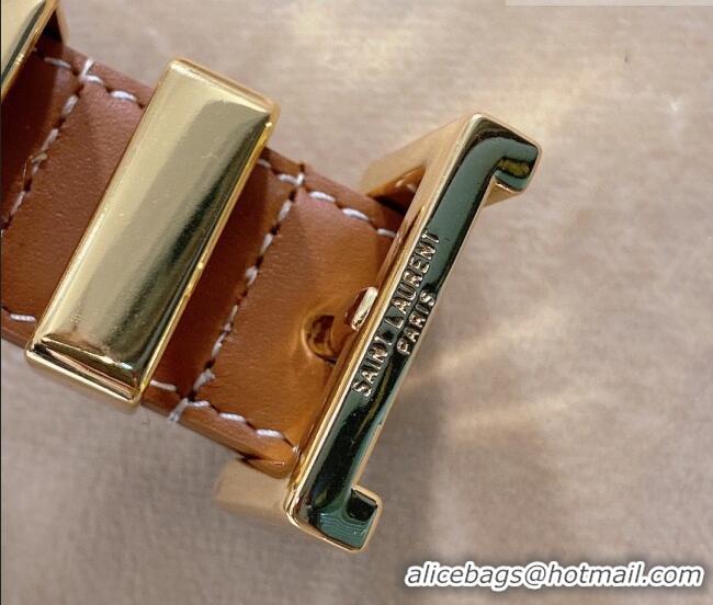 Grade Quality Saint Laurent Calfskin Leather Belt 3cm YSL26010402 Brown 2025