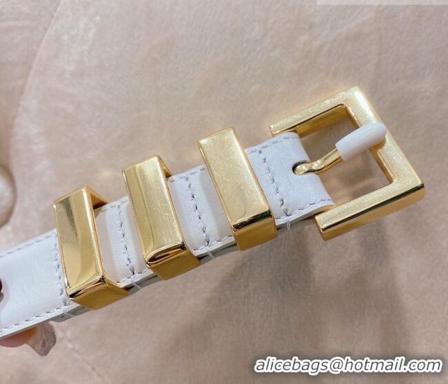 New Design Saint Laurent Calfskin Leather Belt 3cm YSL26010402 White 2025