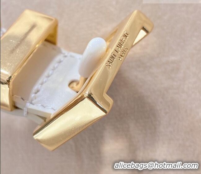 New Design Saint Laurent Calfskin Leather Belt 3cm YSL26010402 White 2025