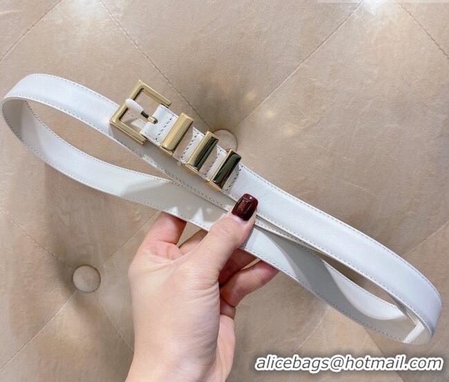 New Design Saint Laurent Calfskin Leather Belt 3cm YSL26010402 White 2025