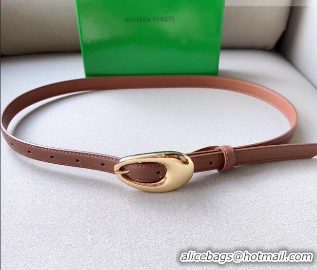 Discount Price  Bottega Veneta Soft Calfskin Belt 2cm with Gold Pin Buckle 0315 Light Brown 2025