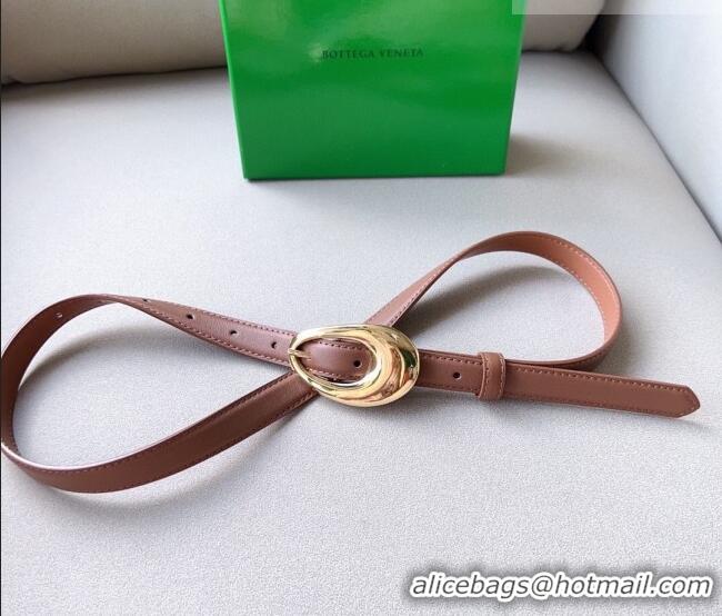 Discount Price  Bottega Veneta Soft Calfskin Belt 2cm with Gold Pin Buckle 0315 Light Brown 2025