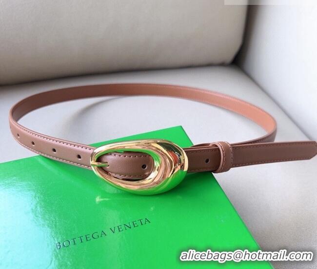 Discount Price  Bottega Veneta Soft Calfskin Belt 2cm with Gold Pin Buckle 0315 Light Brown 2025
