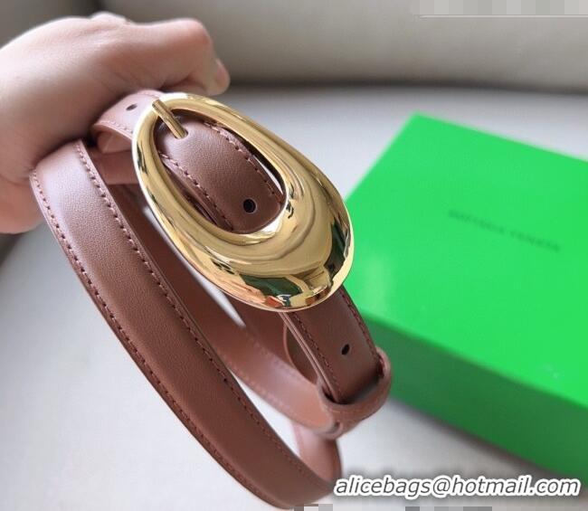 Discount Price  Bottega Veneta Soft Calfskin Belt 2cm with Gold Pin Buckle 0315 Light Brown 2025