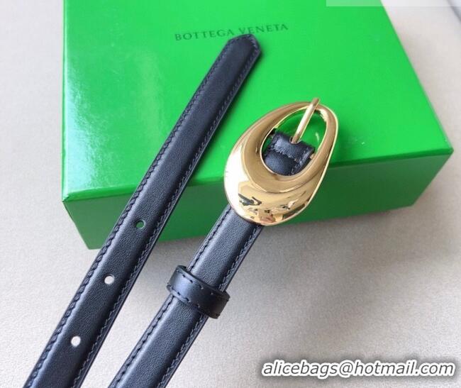 ​Top Quality Bottega Veneta Soft Calfskin Belt 2cm with Gold Pin Buckle 0315 Black 2025