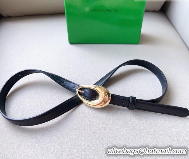 ​Top Quality Bottega Veneta Soft Calfskin Belt 2cm with Gold Pin Buckle 0315 Black 2025