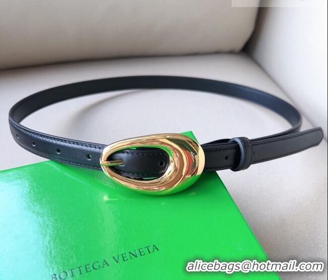 ​Top Quality Bottega Veneta Soft Calfskin Belt 2cm with Gold Pin Buckle 0315 Black 2025