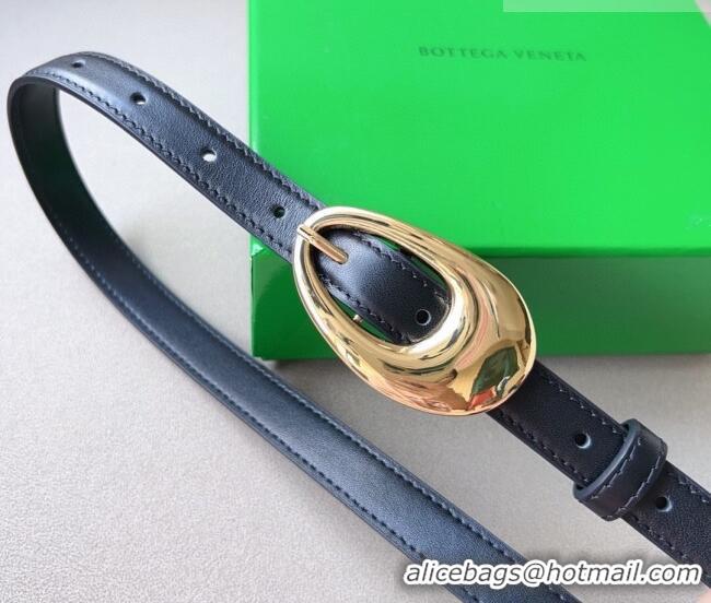 ​Top Quality Bottega Veneta Soft Calfskin Belt 2cm with Gold Pin Buckle 0315 Black 2025