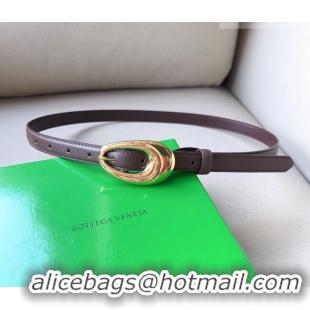 Good Product Bottega Veneta Soft Calfskin Belt 2cm with Gold Pin Buckle 0315 Dark Brown 2025