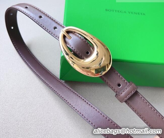 Good Product Bottega Veneta Soft Calfskin Belt 2cm with Gold Pin Buckle 0315 Dark Brown 2025