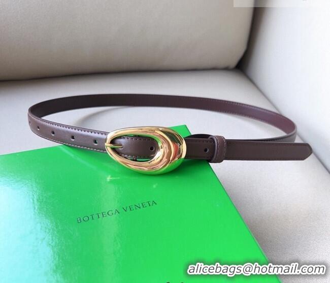 Good Product Bottega Veneta Soft Calfskin Belt 2cm with Gold Pin Buckle 0315 Dark Brown 2025