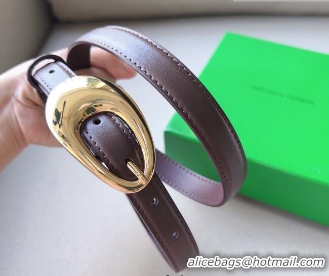 Good Product Bottega Veneta Soft Calfskin Belt 2cm with Gold Pin Buckle 0315 Dark Brown 2025