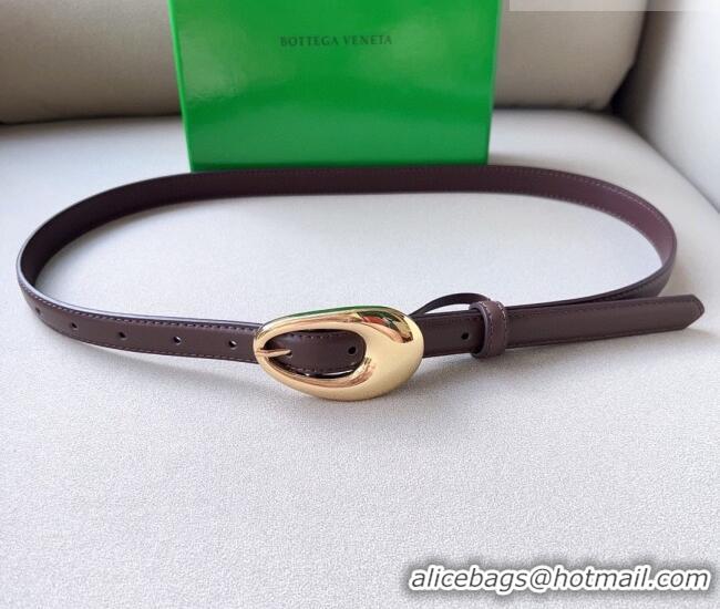 Good Product Bottega Veneta Soft Calfskin Belt 2cm with Gold Pin Buckle 0315 Dark Brown 2025