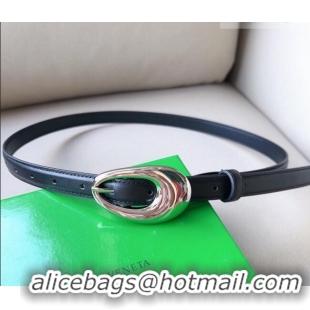 ​Unique Grade Bottega Veneta Soft Calfskin Belt 2cm with Silver Pin Buckle 0315 Black 2025