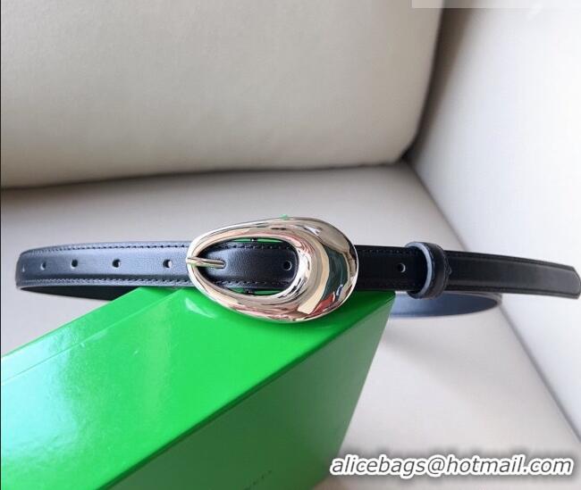 ​Unique Grade Bottega Veneta Soft Calfskin Belt 2cm with Silver Pin Buckle 0315 Black 2025