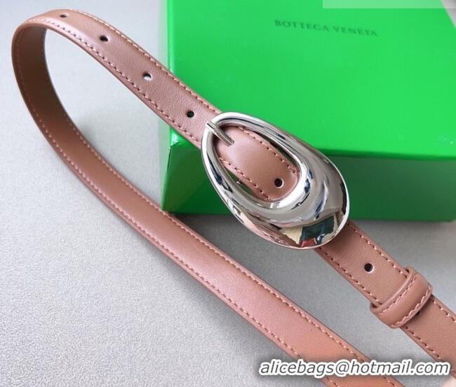 Good Taste Bottega Veneta Soft Calfskin Belt 2cm with Silver Pin Buckle 0315 Light Brown 2025