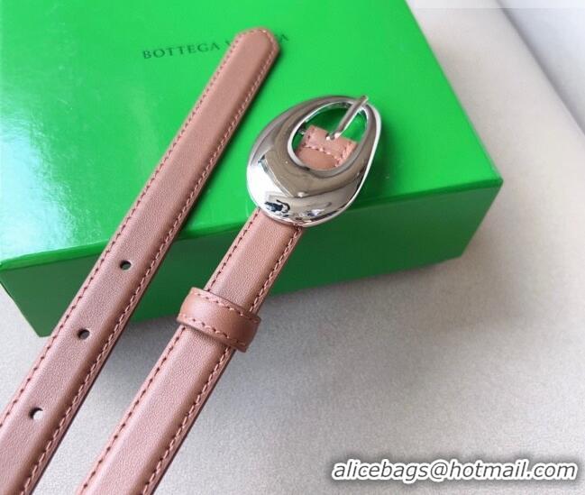 Good Taste Bottega Veneta Soft Calfskin Belt 2cm with Silver Pin Buckle 0315 Light Brown 2025