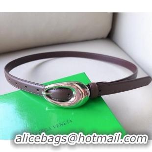 Grade Cheap Bottega Veneta Soft Calfskin Belt 2cm with Silver Pin Buckle 0315 Dark Brown 2025