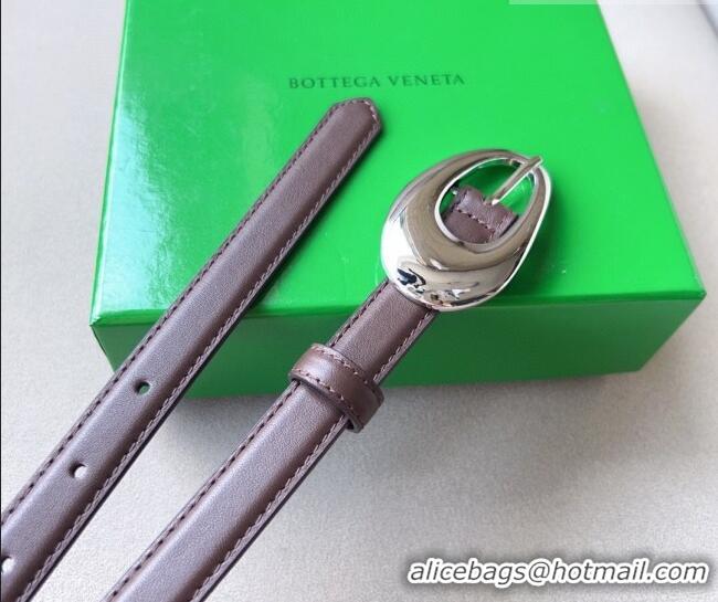 Grade Cheap Bottega Veneta Soft Calfskin Belt 2cm with Silver Pin Buckle 0315 Dark Brown 2025