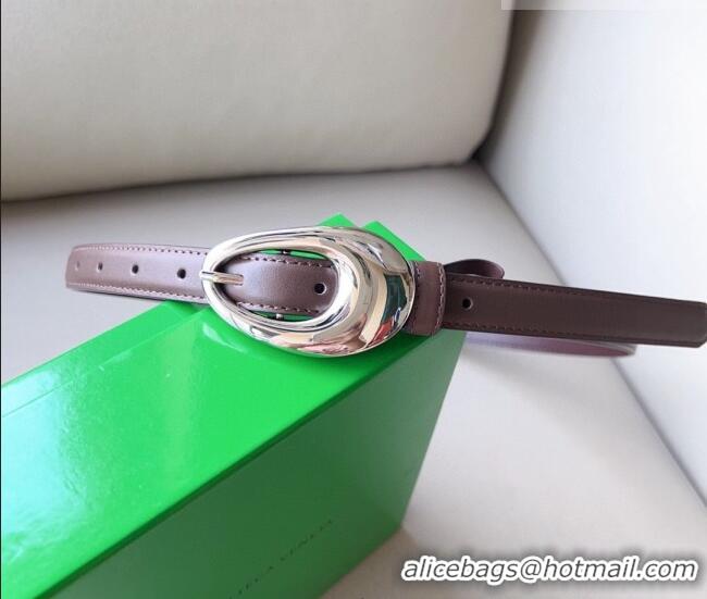 Grade Cheap Bottega Veneta Soft Calfskin Belt 2cm with Silver Pin Buckle 0315 Dark Brown 2025