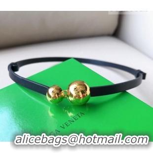 Promotional Bottega Veneta Calfskin Belt with Gold Spheres Buckle 0315 Black 2025
