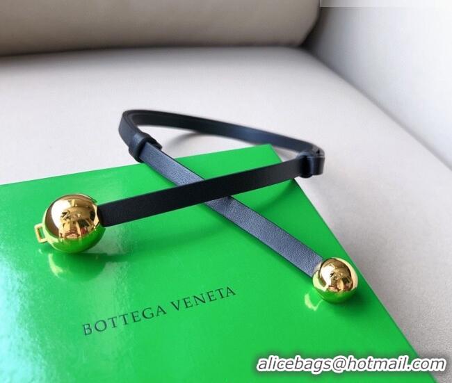 Promotional Bottega Veneta Calfskin Belt with Gold Spheres Buckle 0315 Black 2025