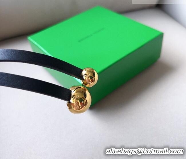 Promotional Bottega Veneta Calfskin Belt with Gold Spheres Buckle 0315 Black 2025