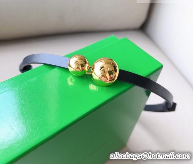 Promotional Bottega Veneta Calfskin Belt with Gold Spheres Buckle 0315 Black 2025