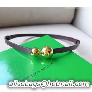 Trendy Design Bottega Veneta Calfskin Belt with Gold Spheres Buckle 0315 Dark Brown 2025