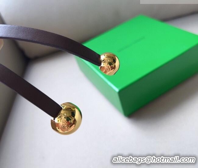 Trendy Design Bottega Veneta Calfskin Belt with Gold Spheres Buckle 0315 Dark Brown 2025