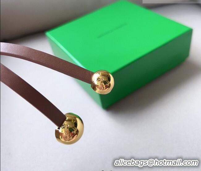 ​New Discount Bottega Veneta Calfskin Belt with Gold Spheres Buckle 0315 Light Brown 2025