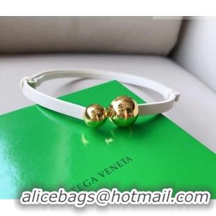 Luxury Cheap Bottega Veneta Calfskin Belt with Gold Spheres Buckle 0315 White 2025