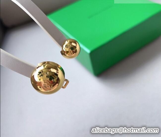 Luxury Cheap Bottega Veneta Calfskin Belt with Gold Spheres Buckle 0315 White 2025