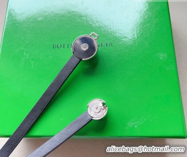 Well Crafted Bottega Veneta Calfskin Belt with Silver Spheres Buckle 0315 Black 2025