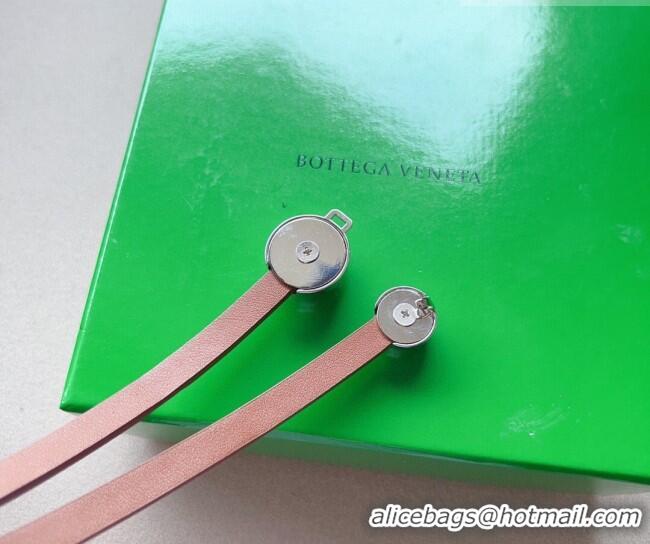 Luxury Cheap Bottega Veneta Calfskin Belt with Silver Spheres Buckle 0315 Light Brown 2025