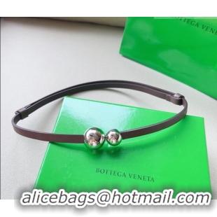 Buy Fashionable Bottega Veneta Calfskin Belt with Silver Spheres Buckle 0315 Dark Brown 2025