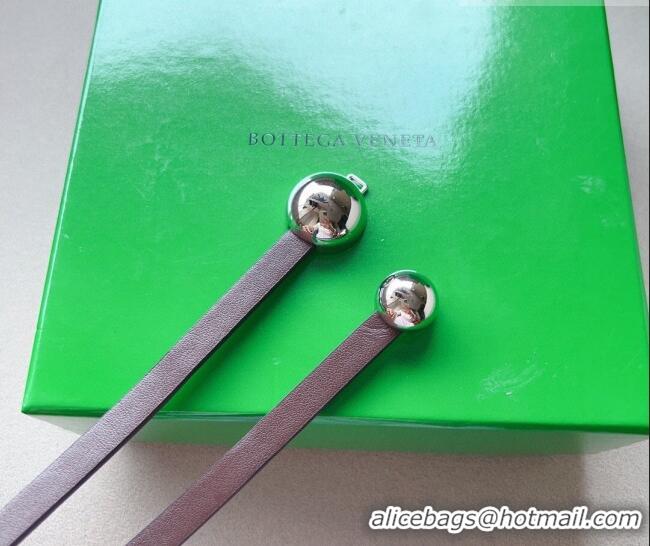 Buy Fashionable Bottega Veneta Calfskin Belt with Silver Spheres Buckle 0315 Dark Brown 2025