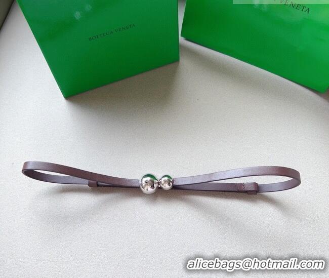 Buy Fashionable Bottega Veneta Calfskin Belt with Silver Spheres Buckle 0315 Dark Brown 2025