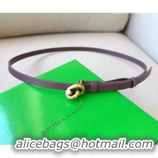 Good Product Bottega Veneta Women's Soft Calfskin Belt 1.5cm with Knot Buckle 0315 Dark Brown/Gold 2025