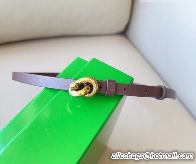 Good Product Bottega Veneta Women's Soft Calfskin Belt 1.5cm with Knot Buckle 0315 Dark Brown/Gold 2025