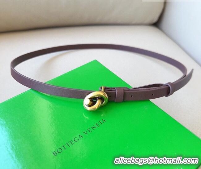 Good Product Bottega Veneta Women's Soft Calfskin Belt 1.5cm with Knot Buckle 0315 Dark Brown/Gold 2025