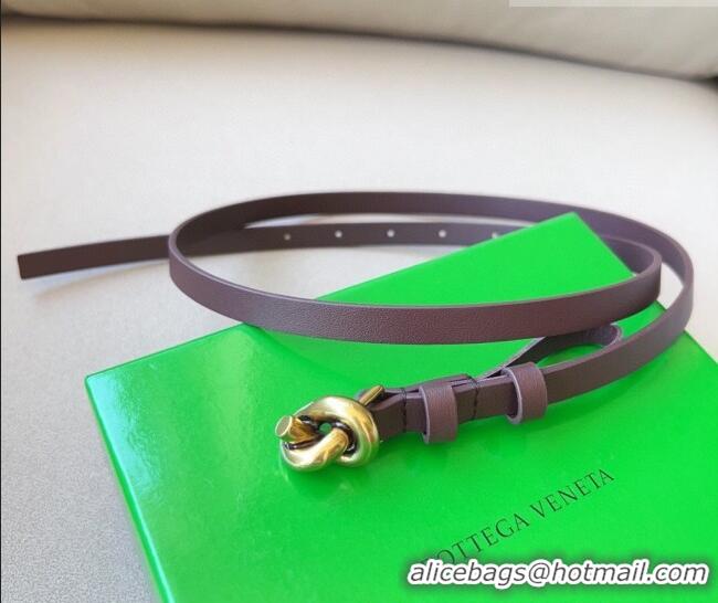 Good Product Bottega Veneta Women's Soft Calfskin Belt 1.5cm with Knot Buckle 0315 Dark Brown/Gold 2025