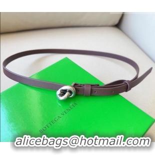 Classic Specials Bottega Veneta Women's Soft Calfskin Belt 1.5cm with Knot Buckle 0315 Dark Brown/Silver 2025