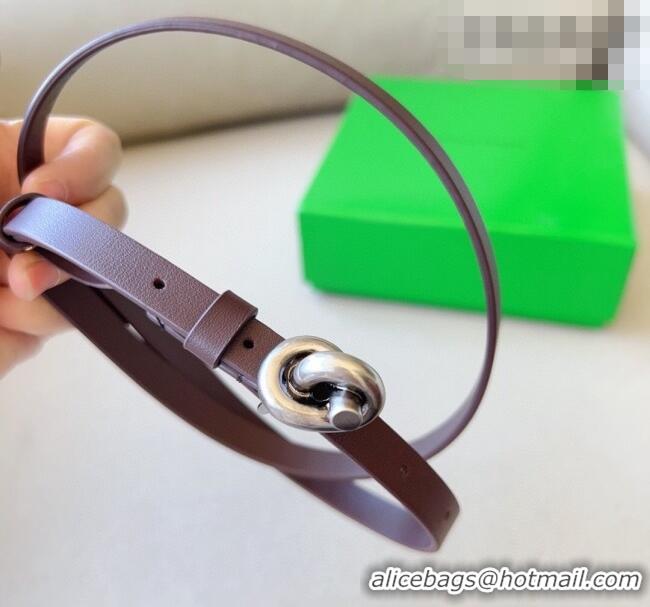 Classic Specials Bottega Veneta Women's Soft Calfskin Belt 1.5cm with Knot Buckle 0315 Dark Brown/Silver 2025