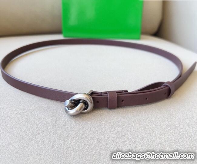Classic Specials Bottega Veneta Women's Soft Calfskin Belt 1.5cm with Knot Buckle 0315 Dark Brown/Silver 2025