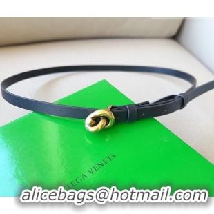 Shop Discount Bottega Veneta Women's Soft Calfskin Belt 1.5cm with Knot Buckle 0315 Black/Gold 2025