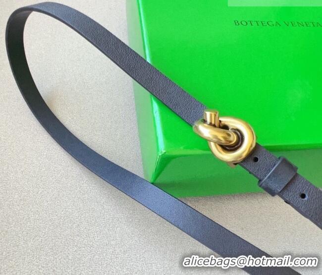 Shop Discount Bottega Veneta Women's Soft Calfskin Belt 1.5cm with Knot Buckle 0315 Black/Gold 2025